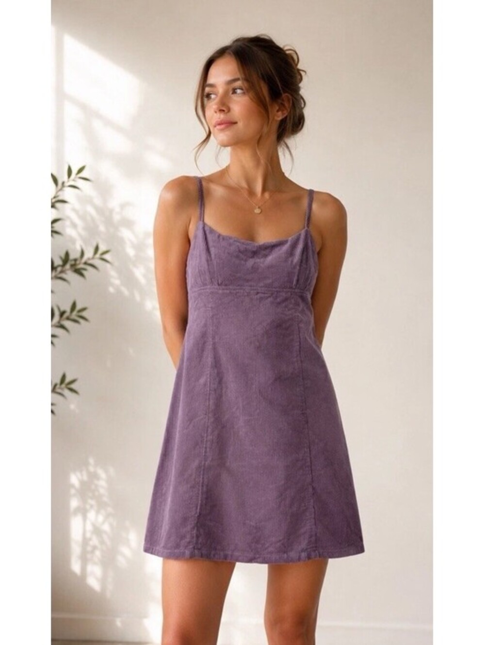 Wild Fable Women’s XL Mauve Purple Corduroy Mini Dress Spaghetti Strap NWT New